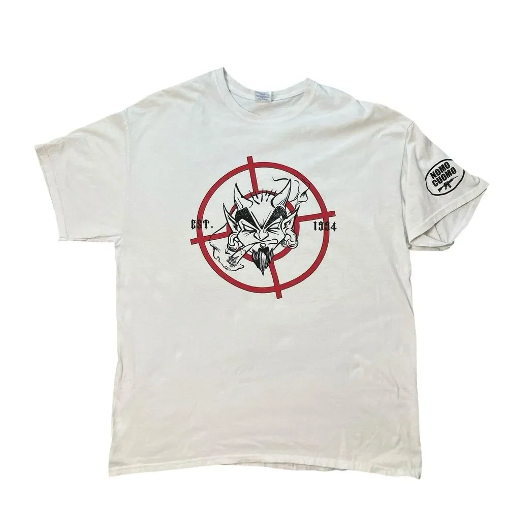 Gildan Graphic T Shirt Mens XL White God Guns Guts Biker Tattoo America Tee‎